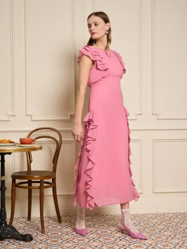 Sister Jane Dresses Womenswear Sucre Ruffles Midi Dress Geranium Pink