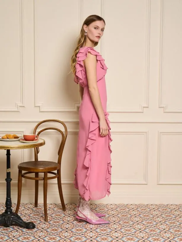 Sister Jane Dresses Womenswear Sucre Ruffles Midi Dress Geranium Pink