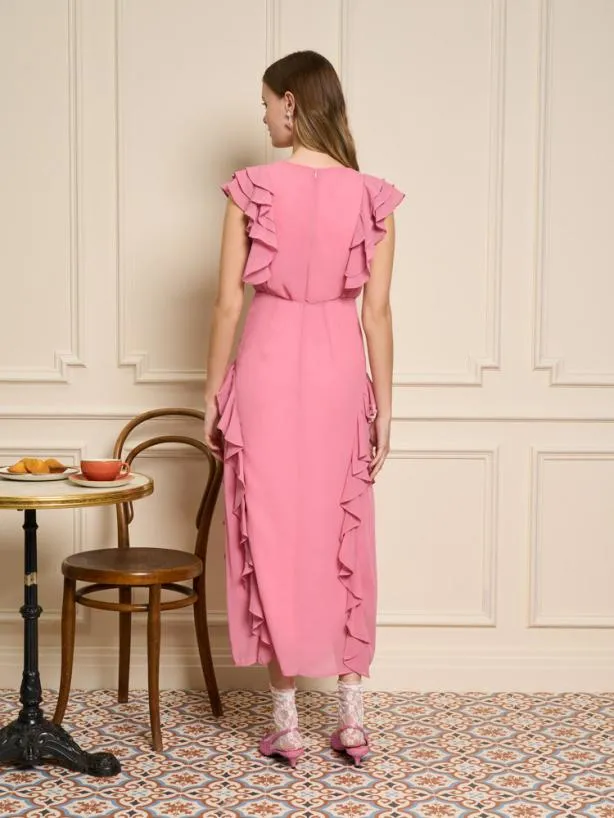 Sister Jane Dresses Womenswear Sucre Ruffles Midi Dress Geranium Pink