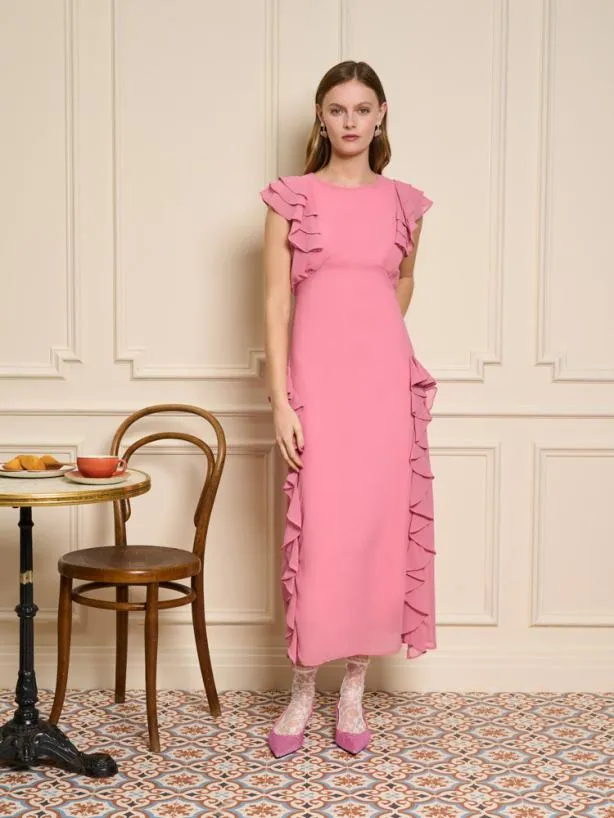Sister Jane Dresses Womenswear Sucre Ruffles Midi Dress Geranium Pink