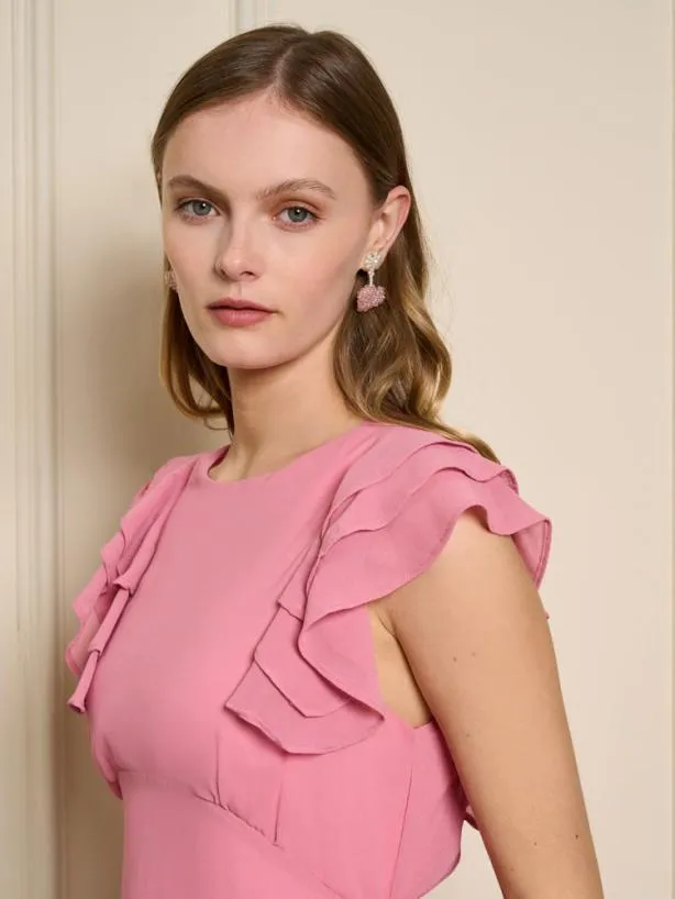 Sister Jane Dresses Womenswear Sucre Ruffles Midi Dress Geranium Pink