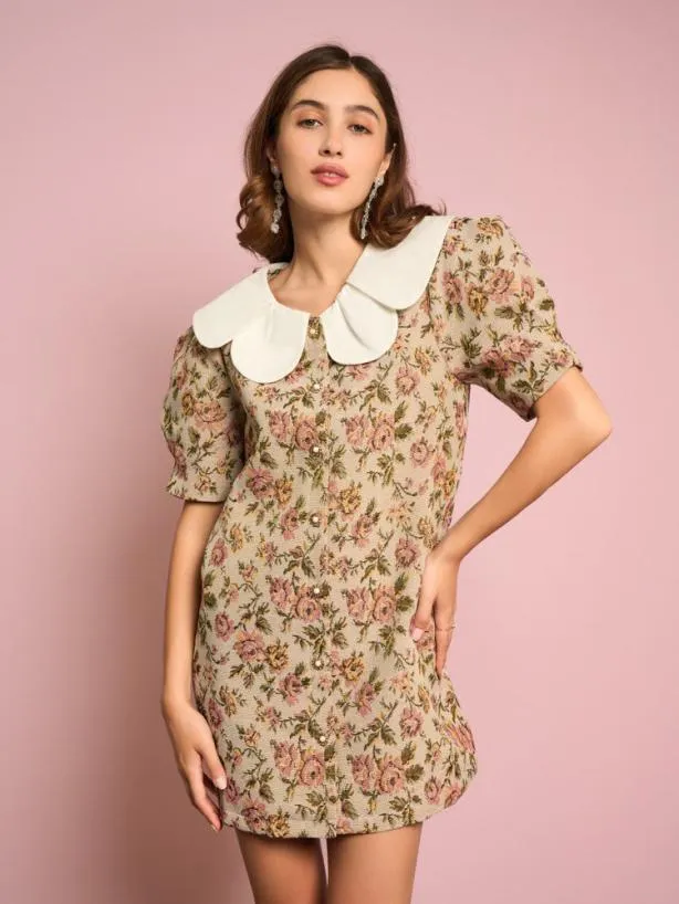 Sister Jane Dresses Womenswear Sunstone Tapestry Mini Dress Tan