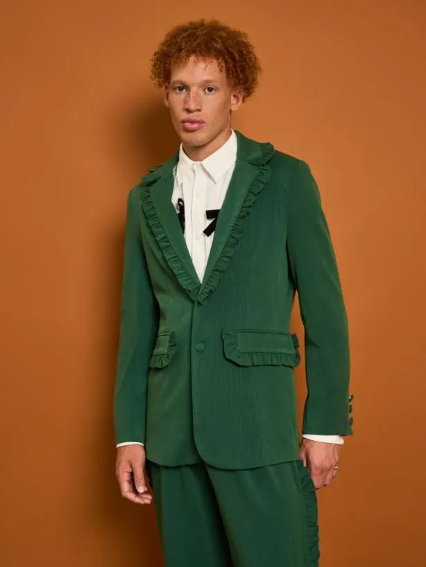 Sister Jane Jackets Menswear Granger Ruffle Blazer Black Forest Green