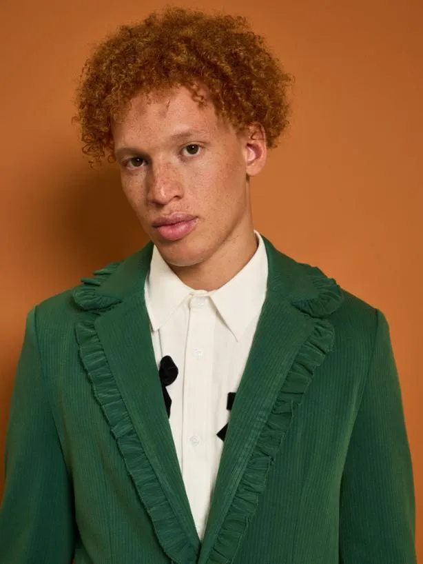 Sister Jane Jackets Menswear Granger Ruffle Blazer Black Forest Green