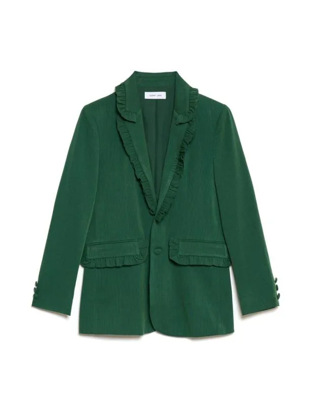 Sister Jane Jackets Menswear Granger Ruffle Blazer Black Forest Green