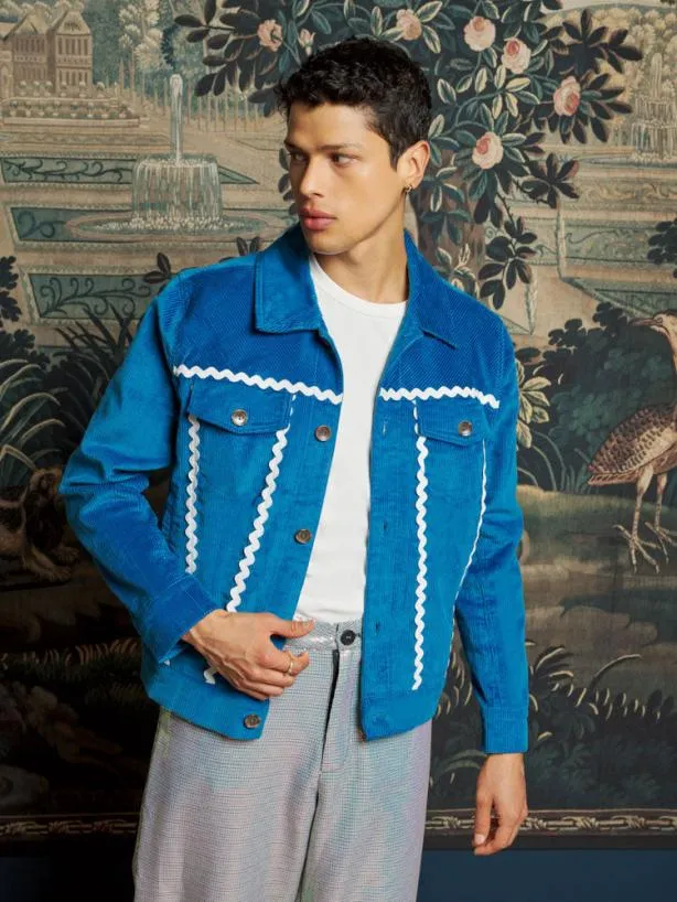 Sister Jane Jackets Menswear Jackson Cord Jacket Teal Blue