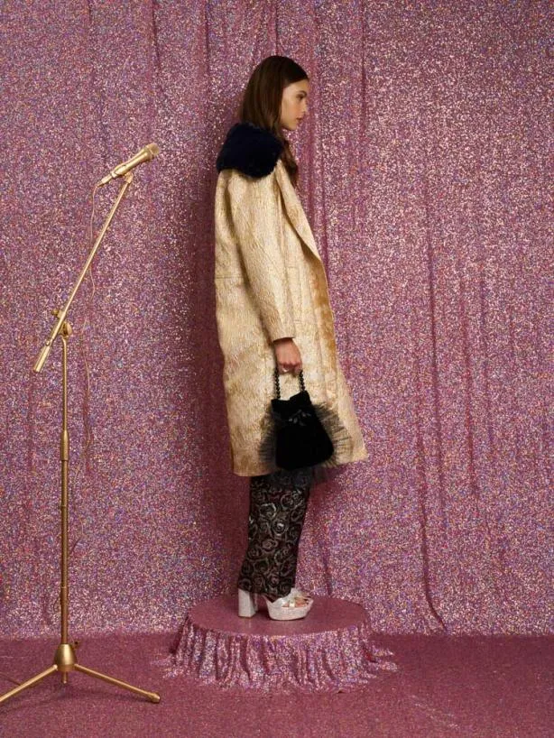 Sister Jane Jackets Womenswear Cassandra Jacquard Coat Yellow Gold