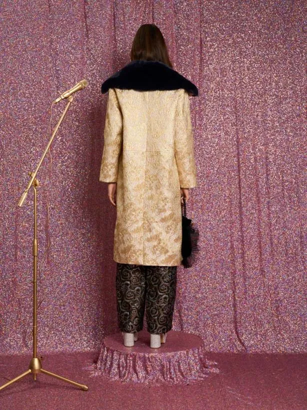 Sister Jane Jackets Womenswear Cassandra Jacquard Coat Yellow Gold