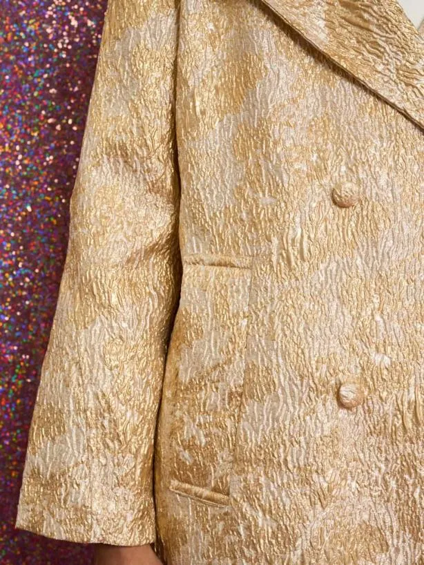 Sister Jane Jackets Womenswear Cassandra Jacquard Coat Yellow Gold