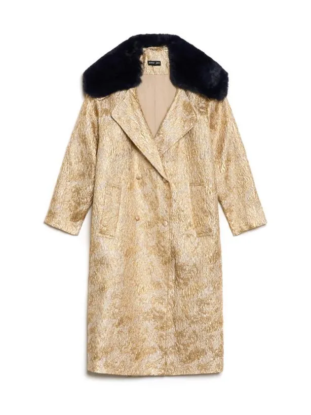 Sister Jane Jackets Womenswear Cassandra Jacquard Coat Yellow Gold
