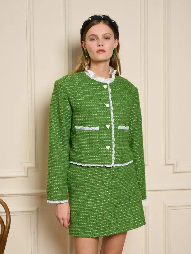 Sister Jane Jackets Womenswear Macaron Tweed Jacket Grass Green