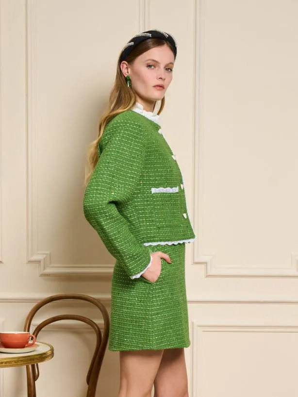 Sister Jane Jackets Womenswear Macaron Tweed Jacket Grass Green