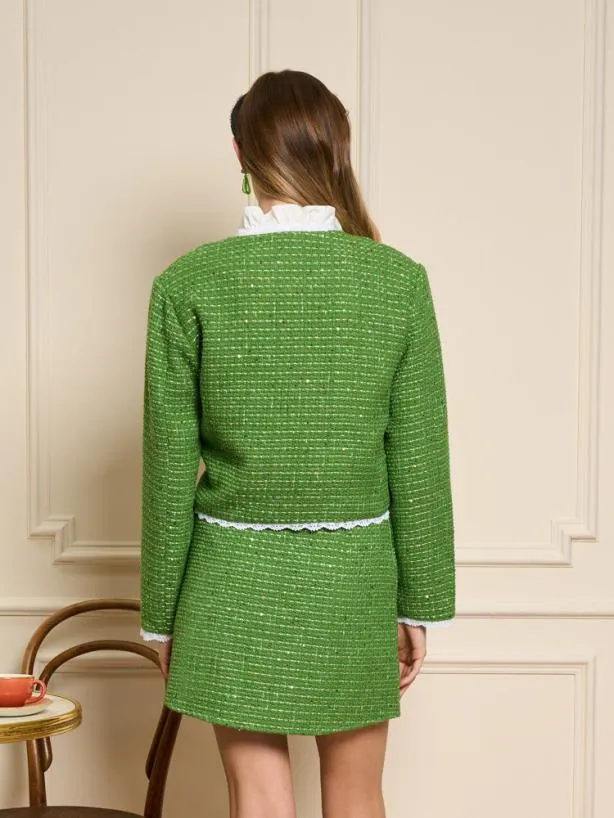 Sister Jane Jackets Womenswear Macaron Tweed Jacket Grass Green