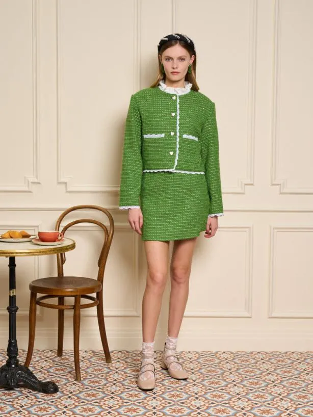 Sister Jane Jackets Womenswear Macaron Tweed Jacket Grass Green