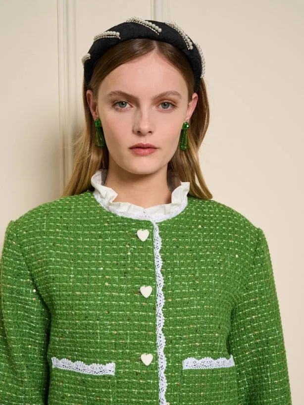 Sister Jane Jackets Womenswear Macaron Tweed Jacket Grass Green