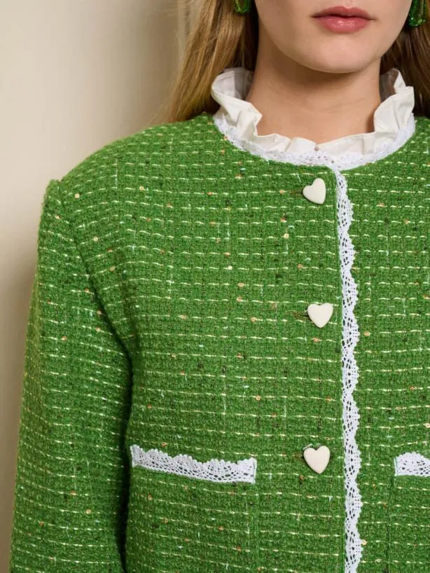 Sister Jane Jackets Womenswear Macaron Tweed Jacket Grass Green