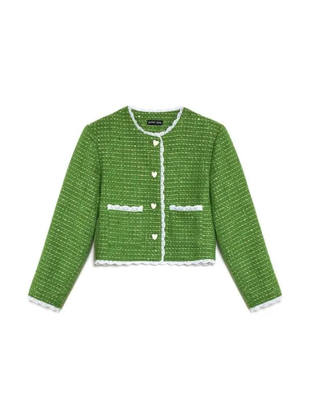 Sister Jane Jackets Womenswear Macaron Tweed Jacket Grass Green