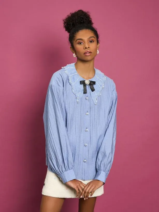 Sister Jane Tops Womenswear DREAM Aqua Embellished Blouse Cornflower Blue