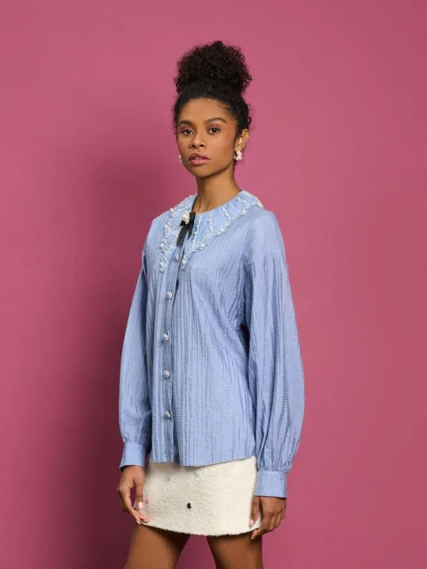 Sister Jane Tops Womenswear DREAM Aqua Embellished Blouse Cornflower Blue