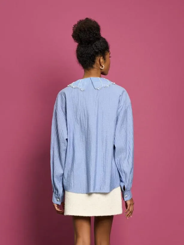 Sister Jane Tops Womenswear DREAM Aqua Embellished Blouse Cornflower Blue