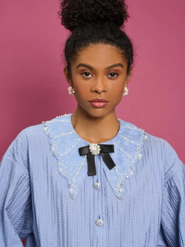 Sister Jane Tops Womenswear DREAM Aqua Embellished Blouse Cornflower Blue