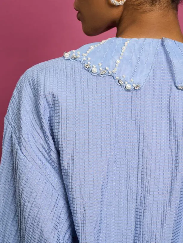 Sister Jane Tops Womenswear DREAM Aqua Embellished Blouse Cornflower Blue