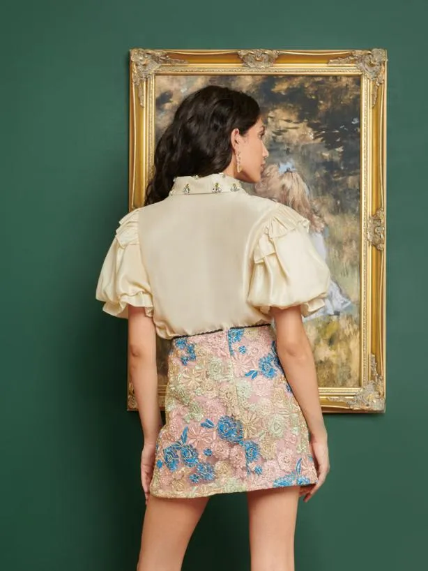 Sister Jane Tops Womenswear DREAM Rococo Embellished Blouse Pearl Ivory