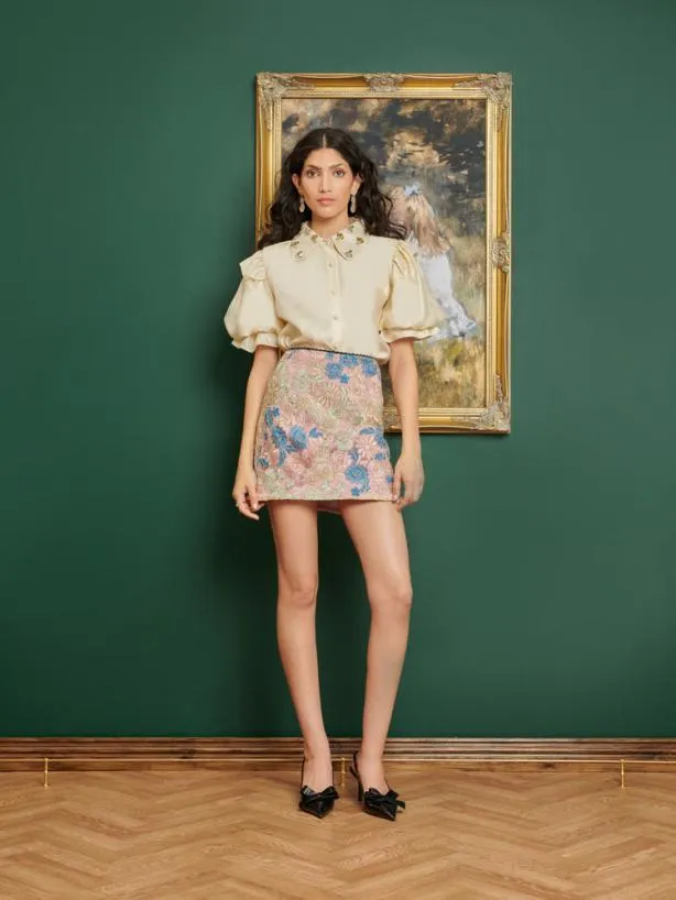 Sister Jane Tops Womenswear DREAM Rococo Embellished Blouse Pearl Ivory