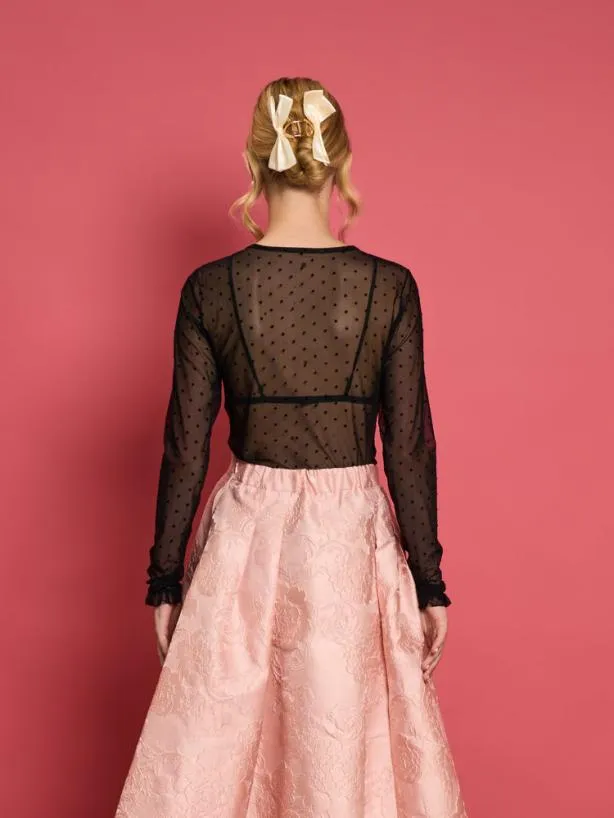 Sister Jane Tops Womenswear DREAM Spotted Dove Mesh Top Ink Black
