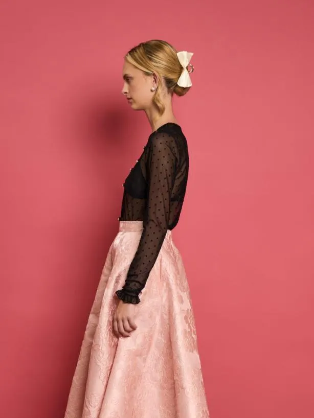 Sister Jane Tops Womenswear DREAM Spotted Dove Mesh Top Ink Black