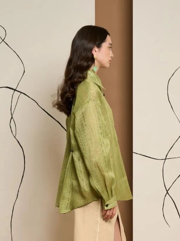 Sister Jane Tops Womenswear Ghospell Della Oversized Shirt Olive Green
