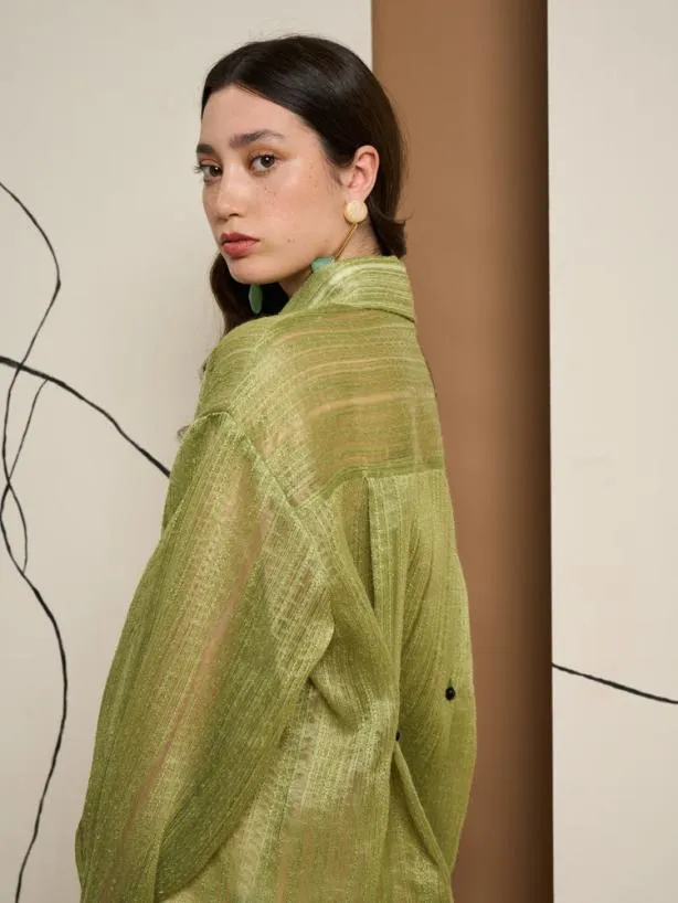 Sister Jane Tops Womenswear Ghospell Della Oversized Shirt Olive Green