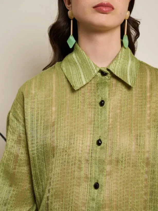 Sister Jane Tops Womenswear Ghospell Della Oversized Shirt Olive Green