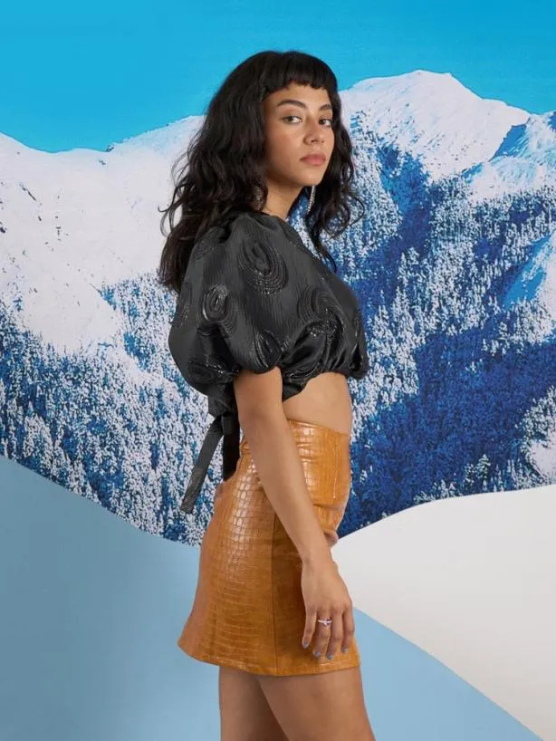 Sister Jane Tops Womenswear Ghospell Domino Jacquard Top Ink Black
