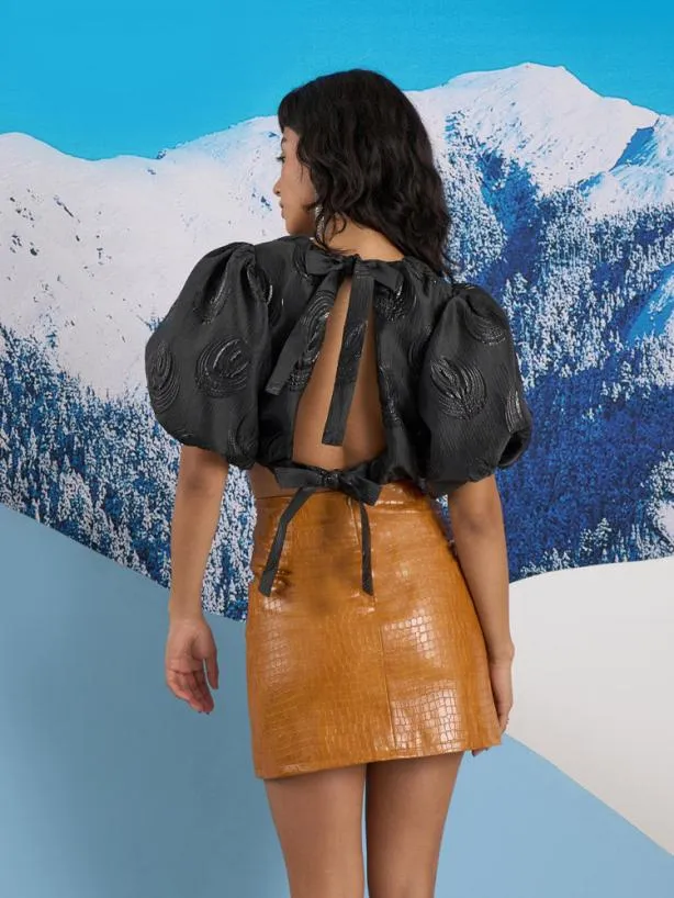 Sister Jane Tops Womenswear Ghospell Domino Jacquard Top Ink Black