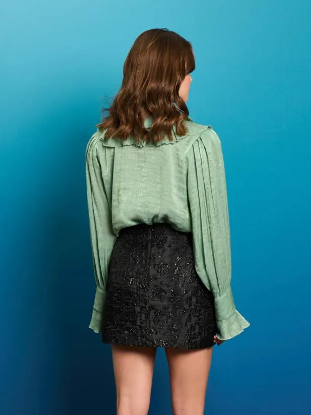 Sister Jane Tops Womenswear Lagoon Shell Ruffle Blouse Celadon Green