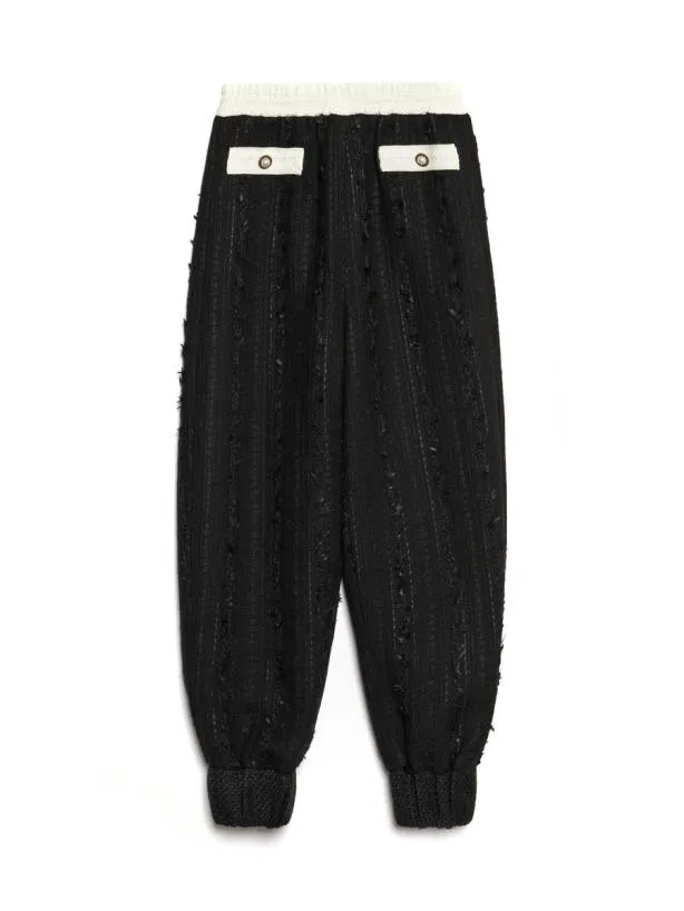 Sister Jane Trousers Menswear Leo Tweed Joggers Black And White