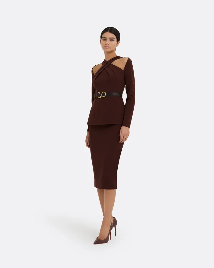Skirts Hokoku Pecan Brown Pencil Skirt Pecan Brown 8211 Safiyaa Women