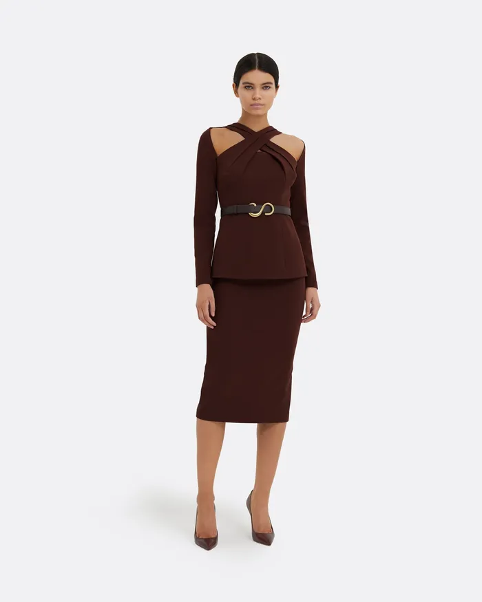 Skirts Hokoku Pecan Brown Pencil Skirt Pecan Brown 8211 Safiyaa Women