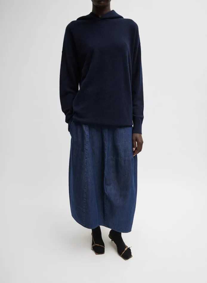 Skirts Women Tibi Light Weight Indigo Denim Asymmetrical Balloon Skirt