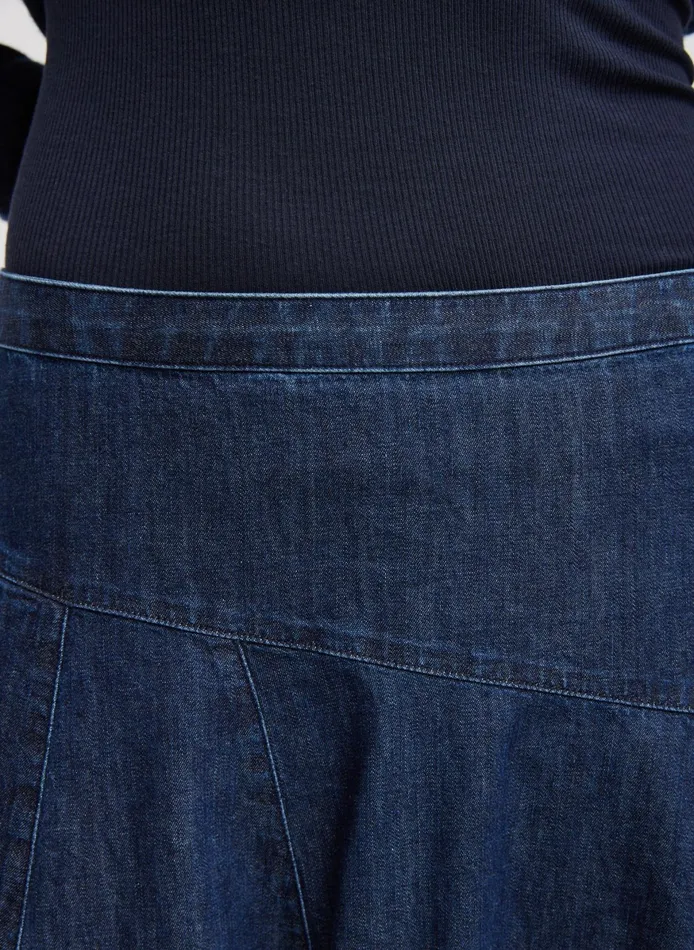 Skirts Women Tibi Light Weight Indigo Denim Asymmetrical Balloon Skirt
