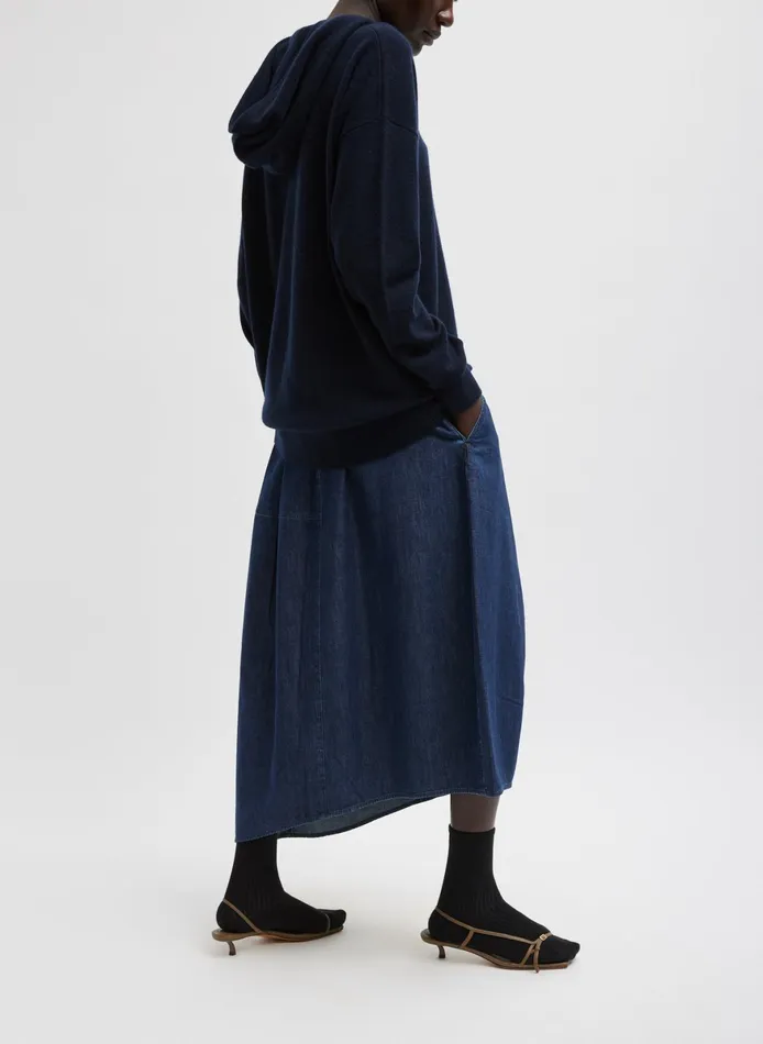 Skirts Women Tibi Light Weight Indigo Denim Asymmetrical Balloon Skirt