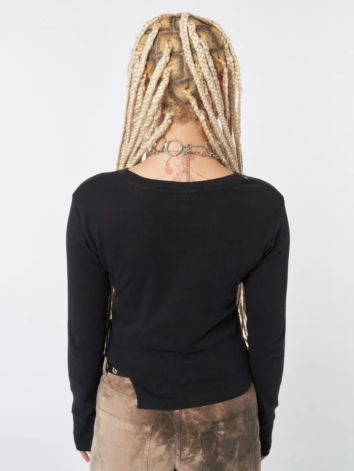 Skull Crusher Black Asymmetric Top Women Minga London Tops and TShirts