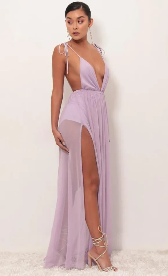 Skylar Love Ties Maxi Dress Lavender Women LUCY IN THE SKY Rompers Skylar Love Ties Maxi Dress Lavender Women LUCY IN THE SKY Rompers