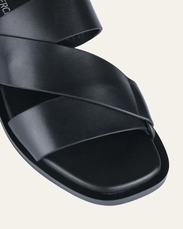 SLIDES Shelby flat slides black leather jomercer Women SLIDES Shelby flat slides black leather jomercer Women
