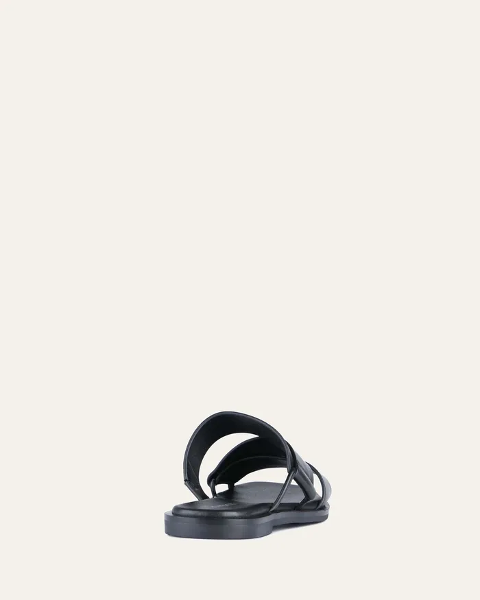 SLIDES Shelby flat slides black leather jomercer Women SLIDES Shelby flat slides black leather jomercer Women