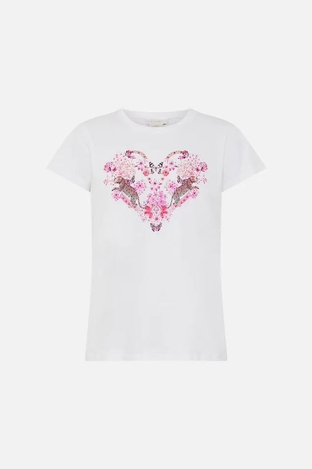 SLIM FIT ROUND NECK TSHIRT 8211 WHITE PINK BOTANICAL NOVELLA Botanical Novella Womens Camilla Tees