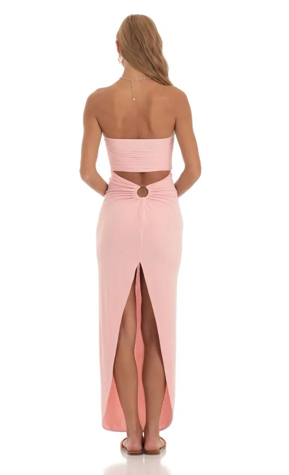 Slinky Strapless Dress Pink Women LUCY IN THE SKY Maxi Dresses Slinky Strapless Dress Pink Women LUCY IN THE SKY Maxi Dresses