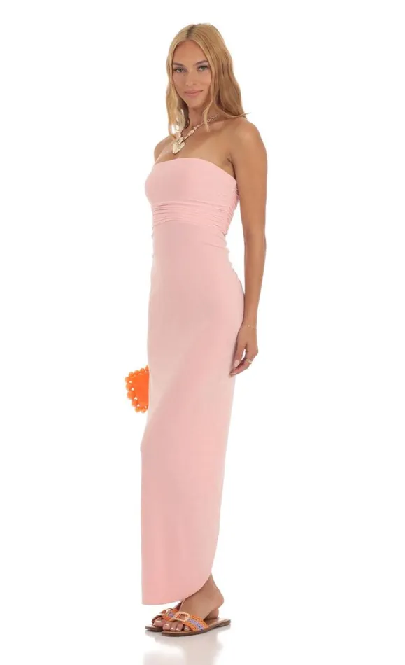 Slinky Strapless Dress Pink Women LUCY IN THE SKY Maxi Dresses Slinky Strapless Dress Pink Women LUCY IN THE SKY Maxi Dresses