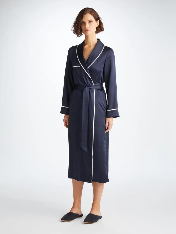 Slippers WomenSlippers Derek Rose Mule Slippers Imogen Suede Sheepskin Navy